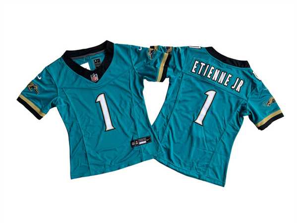 Womens Jacksonville Jaguars #1 Travis Etienne JR Teal 2024 F.U.S.E. Prowler Throwback Vapor Limited Stitched Jersey